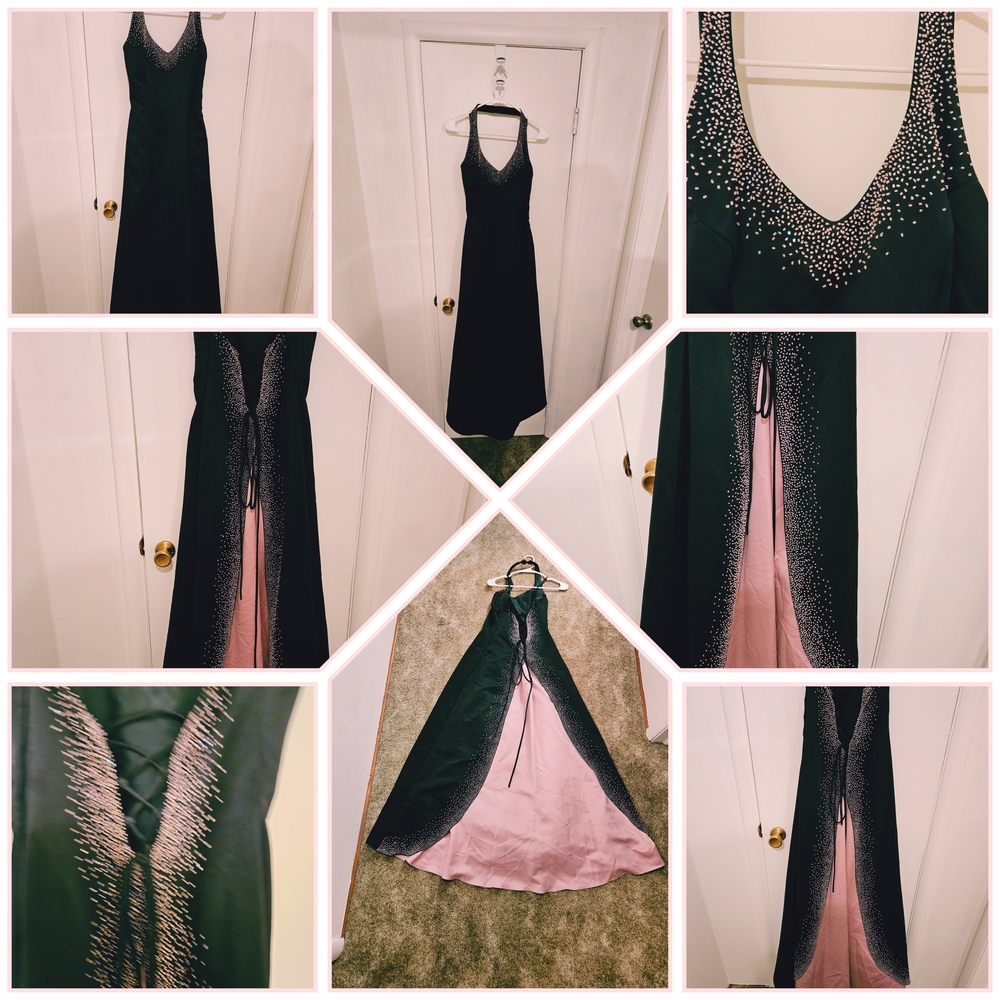 Elegant Black and Pink Evening Gown Prom Dress
